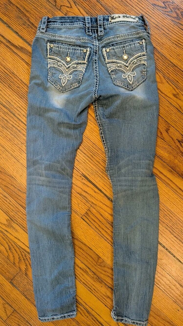 Rock Revival Olinda Easy Skinny Jeans Women's 26 Cool Distressed